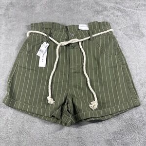 Topshop Womens Green High Waist Rope Belt Shorts Cotton Imported NWT Size 10